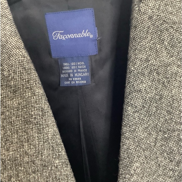 Faconnable Men’s 100% Wool Sport Coat Jacket Blazer Herringbone Gray Sz XL - Picture 5 of 9